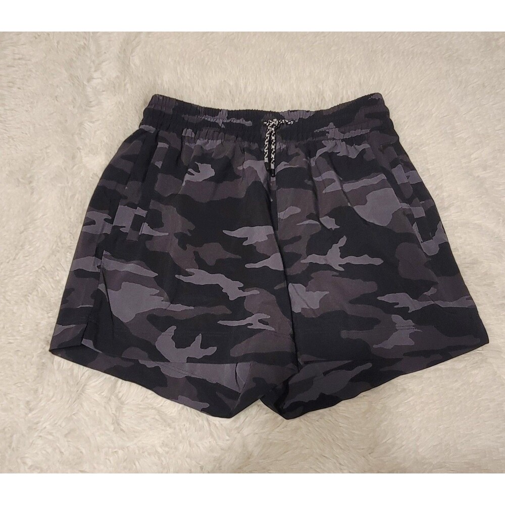 Athleta Girl Youth Shorts Size L 12 Camo Print Zip Pockets Black Gray Elastic